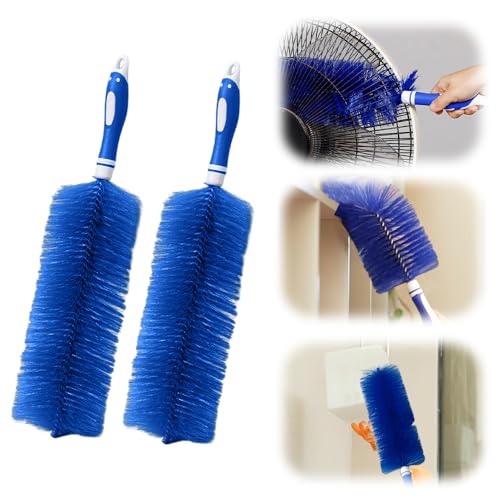 Fan Cleaner Brush, Upgrade Bendable Dusting Brush for Electric and Blind, Reusable Microfiber Dust Collector, Non-disassembly Cleaning (2Pcs Blue) - color: 2pcs Blue