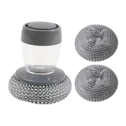 cdar Automatic Liquid Washing Brush with Replaceable Head Built-in Soap Dispenser Pot Brush Kitchen Cleaning Tool B - color: B