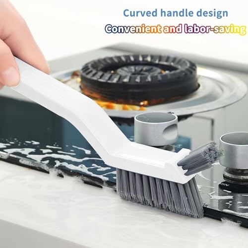 Crevice Cleaning Brush, Ultra Thin Stiff Bristles, 1piece, Grout Scrubber Tool, Window Track Cleaner, Ergonomic Long Handle, for Deep Scrubbing Bathroom Tiles Kitchen Faucets Shower Door Tracks Car - color: White