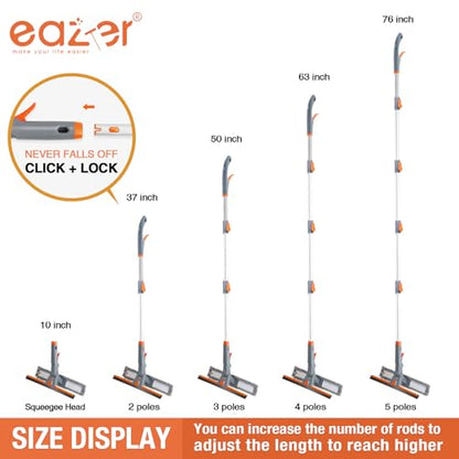 Eazer 3-in-1 Spray Window Squeegee Cleaner, 76" Window Washing Kit with 5-Section Extension Pole, Microfiber & Chenille Pads, Glass Wiper for Indoor/Outdoor & Car