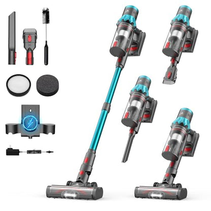 Cordless Vacuum Cleaner, 55Kpa 70Mins Stick Vacuum for Home with LED Display and Self-Standing, Vacuum with Anti-Tangle Brush&Wall Mount Charging, Vacuum Cleaners for Pet Hair/Carpets/Floors