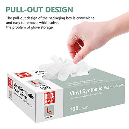 squish Disposable Gloves, 100 Count 4 mil Clear Vinyl Gloves Latex Free Powder-Free Health Glove Cleaning Rubber Glove for Kitchen Cooking Cleaning Food Handling, Large - size: Large (Pack of 100)