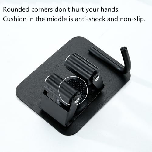 SagaSave 2PCS Wall Mounted Broom Holder Mop Self-Adhesive Holder Mop Broom Organizer with Hooks Hanger Drill-Free Holder for Bathroom Kitchen - size: 2 Size