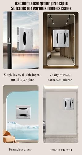 GERRIT Window Cleaning Robot, 3200Pa Suction Power, Remote Control Operation, Power-Off Protection, Wet and Dry use, Remote Control Robot Window Cleaner, Suitable for Windows and Glass Doors