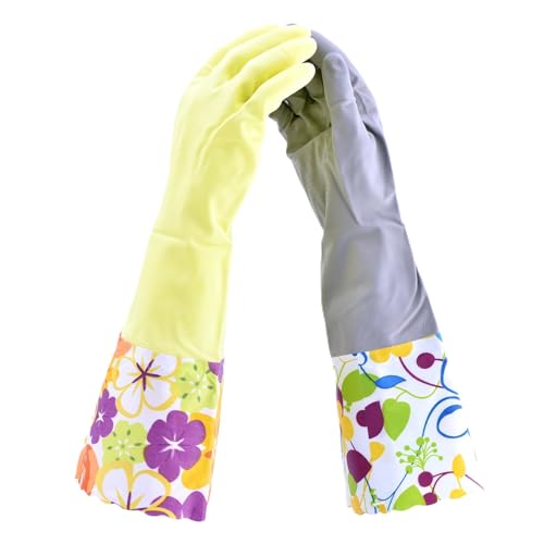 Finnhomy Household Gloves - Latex-Free, Waterproof, Long Cuff, Soft Lining Non-Slip, Adjustable Strap, Multi-Layer Protection, Flexible, Durable, Chemical-Resistant, Reusable for Cleaning, 2 Pair XL - color: Yellow/Grey, size: X-Large (Pack of 2)