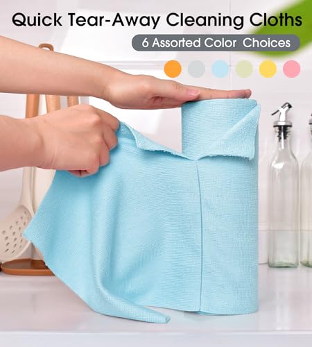 KitchLife Microfiber Cleaning Cloth Roll - Tear-Away Reusable Microfiber Paper Towels, Lint-Free, Washable, 20 Sheets for Kitchen, Car, Dishes, and Sensitive Surfaces (Blue) - color: Blue