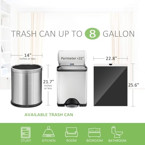 8 Gallon Small 120 Counts Strong Drawstring Trash Bags Garbage Bags by Teivio, Bathroom Trash Can Bin Liners, Plastic Bags for home office kitchen, Black - style: 120-8Gallon-Black