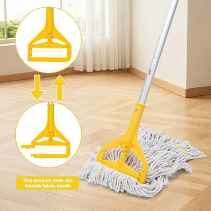 KeFanta 2 Pack Commercial Mop Handle Heavy Duty,60 Inch Aluminum Side Gate Mop Stick,Industrial Wet Mops Head Replacement Holder for Floor Cleaning,Yellow - size: 2 Pack