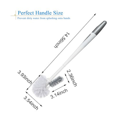 2 Pack Toilet Bowl Brush Without Holder for Bathroom, Under-Rim Double Brush Head, Long Handle Household Cleaning Brushes Set (2 Pack Grey Brush Without Holder) - color: 2 Pack Grey Brush Without Holder