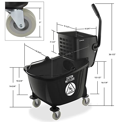Dryser Commercial Side Press Wringer Combo Mop Bucket, 33 Quart, Black - color: Black