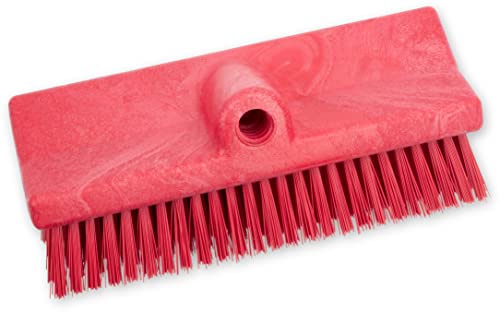 SPARTA 40423EC05 Plastic Floor Scrub Brush, Wall Brush, Equipment Brush With Nonabsorbent Bristles For Industrial Kitchens, Hospitals, Commercial Cleaning, 10 Inches, Red - color: Red