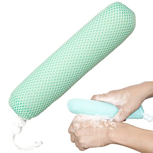 Bath Brush Head with Sponge,Back Scrubber Bath Mesh Bath Body Brush Head for Elderly Aid Bathing and Shower (Blue Head) - size: Blue (Head Only)