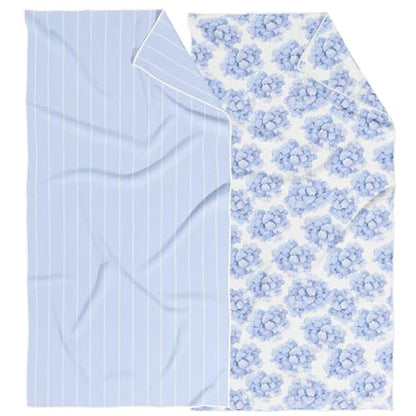 HALL & PERRY Kitchen Tea Towel, Ultra Soft, Quick Dry Microfiber Dish Cloths - 18"x30" Premium Quality Waffle Towel - Stripes and Flowers, Blue (2, Sammie) - color: Sammie