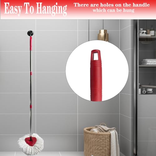 Spin Mop Replacement Handle, 4-Section 30-to-58 inch Mop Replacement Stick Compatible with Ocedar Mop Handle for Easy Wring Mop Refills, Germany Screw Joint(Mop Head&Base not Include) - color: Red, size: Mop Handle