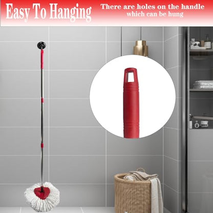 Spin Mop Replacement Handle, 4-Section 30-to-58 inch Mop Replacement Stick Compatible with Ocedar Mop Handle for Easy Wring Mop Refills, Germany Screw Joint (Red 2 Pack) - color: Red, size: Mop Handle（ 2 Pack）