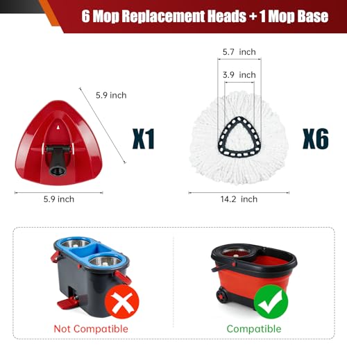 7 Pack Mop Heads Replacements for O Cedar with Mop Base, Microfiber Mop Replace Head for O-Cedar EasyWring Spin Mop, Heavy Duty Washable Pad Compatible with O-Cedar, Vileda