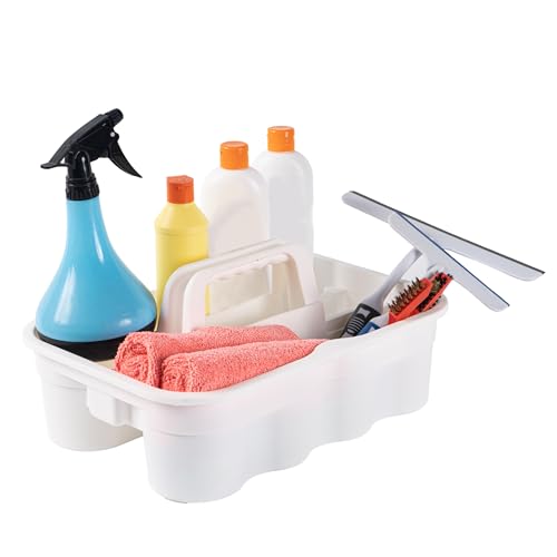 Matthew Large Plastic Tote Tool & Deluxe Supply Cleaning Caddy with Handle Portable Shower Basket Storage Caddy for Cleaning Products Organizer,Take-Out Coffee/Soft Drink,Bath Multi Use - White - color: White, size: Pack of 1