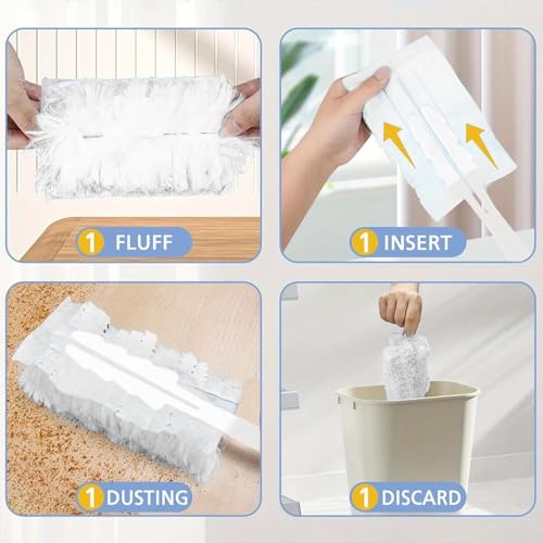 10PCS Duster Refill,Heavy Duty Static Dust Removal Brush Disposable Dusters for Cleaning Furniture Blinds,Cleaning Brush Tools,White - color: White
