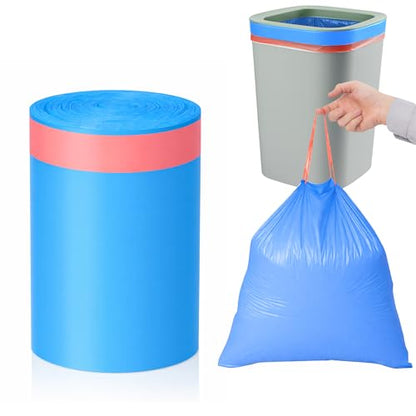 MakMeFre 13 Gallon Drawstring Tall Kitchen Trash Bags,Clean Fresh Scent and Heavy Duty Garbage Bags(100 Count,60x70cm) - style: 13Gallon(100Counts)Blue