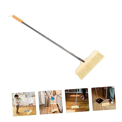 Solid Wood Bristle Broom Household Cleaning Soft Bristle Broom Soft Cleaning Brush Kitchen Hardwood Floor Household Khaki Solid Wood - color: Khaki