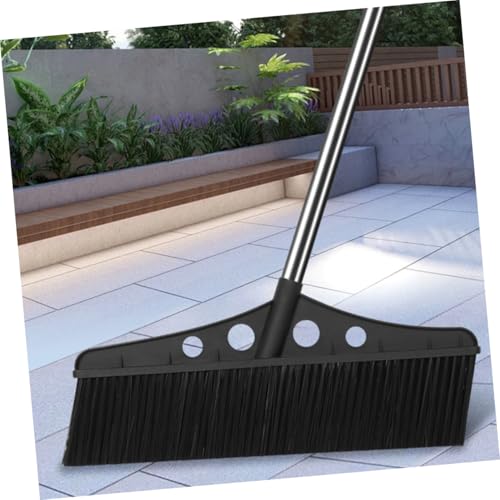 Wide Outdoor Broom Heavy Duty Stainless Steel Lawn Sweeper with Handle for Efficient Cleaning of Patios Decks Gardens and