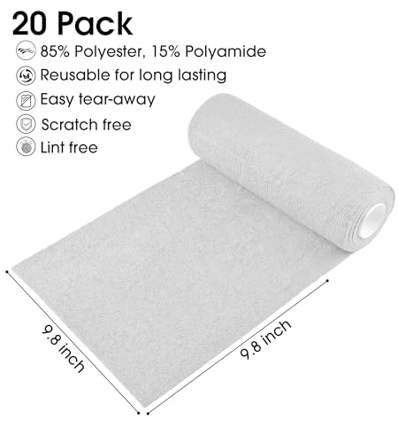 KitchLife Microfiber Cleaning Cloth Roll - Tear-Away Reusable Microfiber Paper Towels, Lint-Free, Washable, 20 Sheets for Kitchen, Car, Dishes, and Sensitive Surfaces (Light Gray) - color: Light Gray