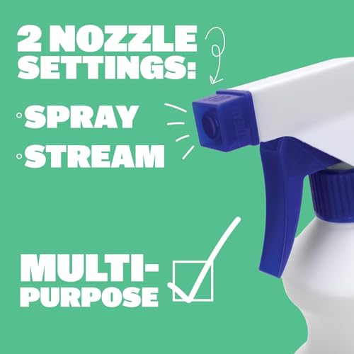 Spray Bottles (2 Pack, 32 Oz), Refillable Heavy Duty Spraying Bottle for Cleaning Solutions, Hair Spray, Gardening, Pets, Adjustable Nozzle Setting, Mist Water