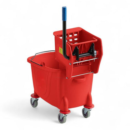 Red 35-Quart Commercial Mop Bucket with Side-Press Wringer – Heavy-Duty Cleaning System for Restaurants, Hotels, Schools, Offices, and Industrial Floor Maintenance - color: Red