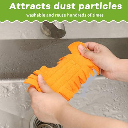 Zubebe 12 Pcs Duster Refill Reusable Fleece Duster Refills Feather Flat Dusters Multi Surface Washable Cleaning Pads Tools for Home, Blinds, Car, Pet, Furniture, Fans (Orange) - color: Orange