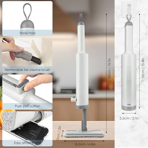 Portable Mini Cleaning Squeeze, Small Short Flat Mop with Rotatable Head and Reusable Microfiber Pads for Floor, Window Sill, Ceramic Tile Wall, Stove, Kitchen, Bathroom