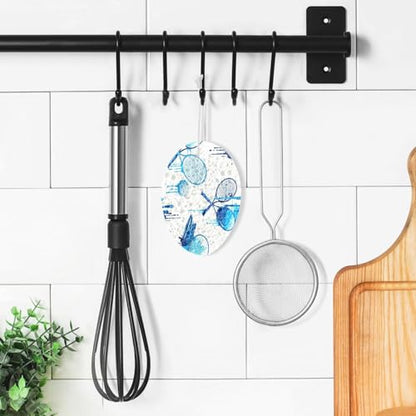Blue Tennis Rackets Balls Pattern Dish Scrub Sponges Kitchen Non Scratch Reusable Compressed Cellulose Sponge Hanging for Household Cleaning Washing Dishes Pots and Pans 3 Pack - color: Pattern1