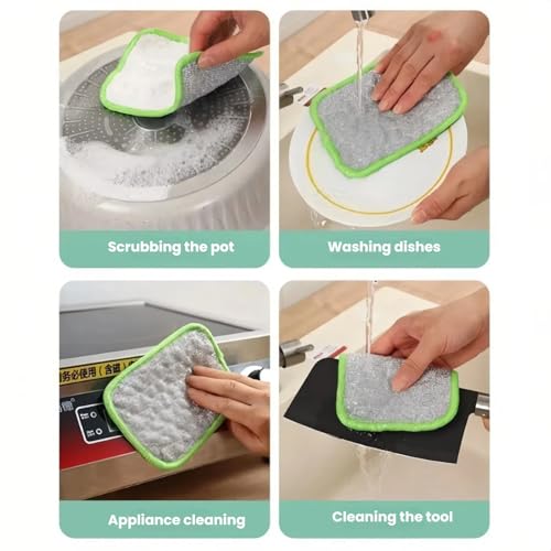 10Pcs Multipurpose Wire Dishwashing Rags for Wet and Dry, Double Layer Wire Cleaning Cloths for Sinks Pots Pans, Thick Non Scratch Dishcloth Scrubbing Pads Kitchen Supplies, Towel Cleaning
