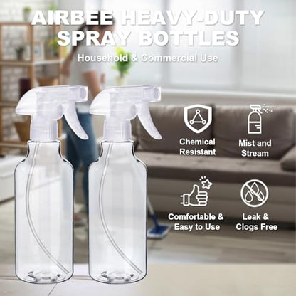 Plastic Spray Bottles (2-Pack, 16.9 Oz) Heavy Duty Spraying, Mist & Stream, Empty Water Sprayer Bottle for Cleaning Solutions, Essential Oils, Hair, Plants, BBQ, Dog Cat Behavior Correction (Clear) - style: Clear, 2-Pack