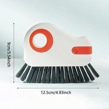 2 in 1 Groove Cleaning Brush Window Track Cleaning Tools, 2025 New Multifunction Hard Bristle Crevice Cleaner Brush with Hidden Scraper, Grout Cleaner Grip Brush for Sliding Door Track - color: Orange