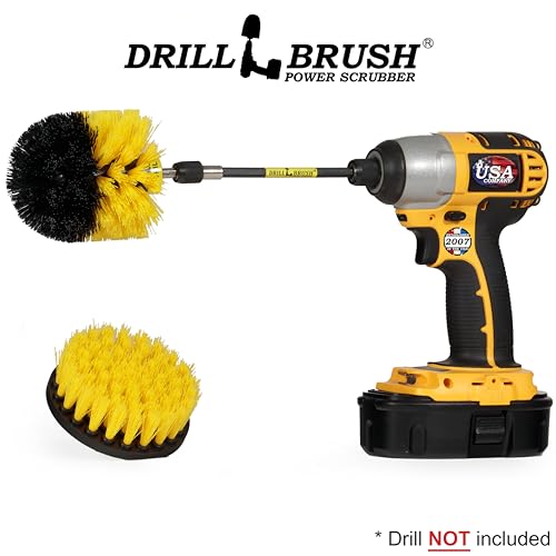 Bathroom Accessories - Shower Cleaner Tools - Toilet Brush- Grout Cleaner Brush - Carpet Cleaner Brush - Tile Cleaning Brush Kit - Bathtub Scrubbing Brush - Bathroom Mirror Cleaning Kit for Home Use - color: Yellow