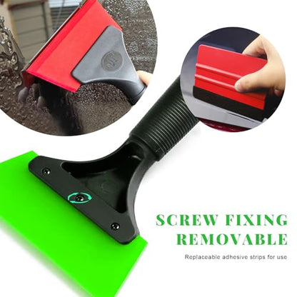 Yourkar 4 PCS Window Tint Kit Tools, Professional Vinyl Wrap Kit with Plastic Squeegee & Felt Squeegee, Universal Privacy Film Installation Tint Tools for Vehicle Glass Home (Red+Green) - color: Red+green
