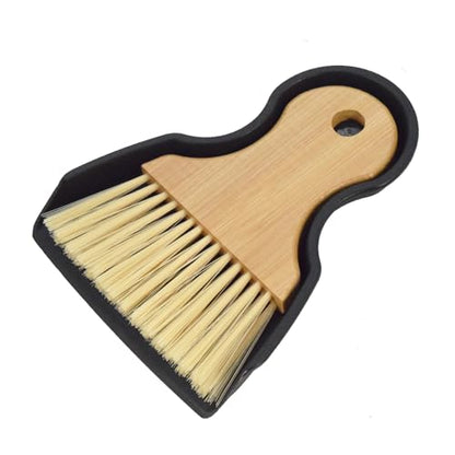 Mini Broom and Dustpan Set Portable Hand Broom with Bamboo Handle Small Crumb Sweeper for Home, Bathroom, Kitchen, Car Interior, Office, Pet Areas (Black) - color: Black