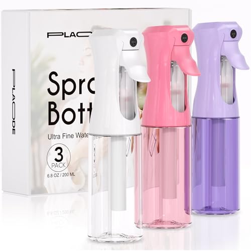 3 Pack Spray Bottle for Hair - Continuous Hair Spray Bottles Refillable Mister Sprayer for Hairstyling, Plants, Pets, Skincare, Cleaning (6.8 OZ/200ML, White+Pink+Purple) - color: Pink Purple White, size: (3-Pack)-6.8 Oz