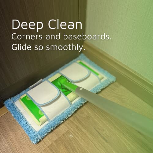 Reusable Mop Pad for Swiffer Sweeper Mop, 12.5'' Microfiber Mop Pad Refill Washable for Hard Floor Baseboard Cleaning, Wet/Dry Cleaning Pad, 6 Pack - color: 6 Pack-blue Wet Dry Pad