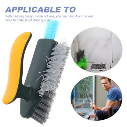 VICASKY Groove Gap Cleaning Brush for Small Spaces, Long Handle Bathroom Floor Scrubber, Sink and Window Track Scrub Brush for Crevice and Corner Cleaning, 1pcs Yellow-Green