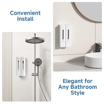 1984 Shampoo and Conditioner Dispenser Wall Mount Shower Dispenser 2 Chamber No Drill Bathroom Set Shampoo Dispenser for Shower Wall Home Hotel 400ml x 2 White - color: White 2 Chamber
