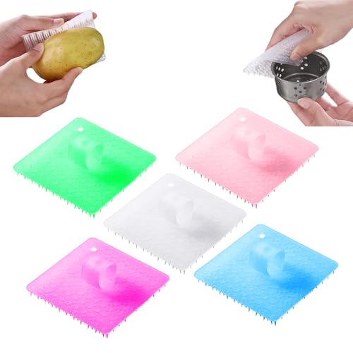 AIIONP 5 PCS Vegetable Cleaning Brushes, Upgrade Flexible Vegetable Brush Scrubber for Food, Multi-Usages Fruit and Veggie Scrubber Potato Mushroom Carrots Cleaner Scrubber Brush Kitchen Gadgets (5)