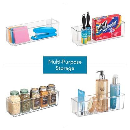 iDesign Adhesive Organizer Bin, Set of 2, Clear | Damage-Free Hanging, For Kitchen, Bathroom, or Office - style: Pack of 2