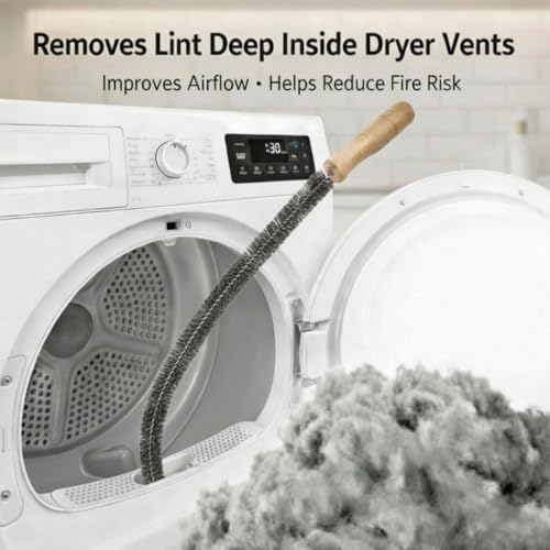 Dryer Vent Cleaner Kit (2-Pack): Flexible Extra Long Lint Brush & Refrigerator Coil Brush - Professional Dust & Pet Hair Remover for Appliance Cleaning - size: 2pack