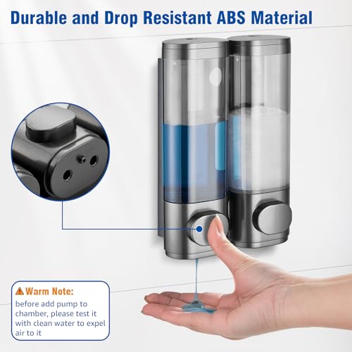 Shampoo and Conditioner Dispenser 2 Chamber No Drill,Shower Soap Pump Dispenser Wall Mounted,Body Wash Dispenser,Shower Gel Shampoo Holder for Bathroom Accessories, (Gun 2) - color: Gun 2