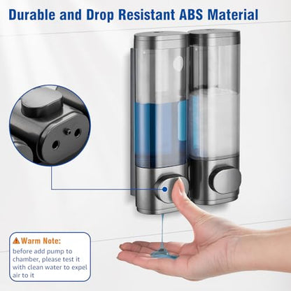 Shampoo and Conditioner Dispenser 2 Chamber No Drill,Shower Soap Pump Dispenser Wall Mounted,Body Wash Dispenser,Shower Gel Shampoo Holder for Bathroom Accessories, (Gun 2) - color: Gun 2