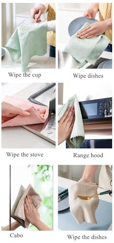 RPJFCPCS Weiliya 10pcs Cleaning Fish Scale Cloth Microfiber Nanoscale Cleaning Lint FreeEasy, No Trace High Absorption Polishing Cloth for Kitchen Home (Random Color)(30X40cm)