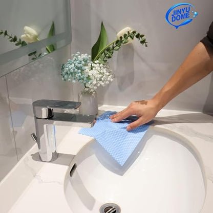 Disposable Kitchen Cleaning Cloths Dish Towels Dish Cloth Reusable Cloths for Kitchen, Bathroom, Household Cleaning (Blue 100 Pack) - color: Blue 100 Pack