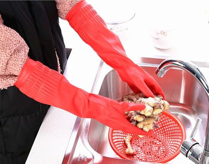 Rubber Cleaning Gloves Kitchen Dishwashing Glove 2-Pairs And Cleaning Cloth 2-Pack,Waterproof Reuseable.(Small) - size: Small