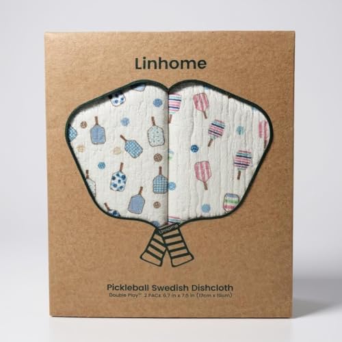 Pickleball Swedish Dishcloth, Reusable Paper Towel, Super Absorbent Cellulose Sponge, Pickleball Pattern, Washable Kitchen Cleaning Cloth (2, Watercolor Baby Pink and Blues Stripe) - color: Watercolor Baby Pink and Blues Stripe